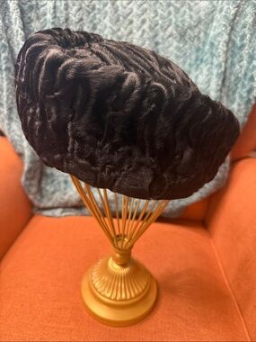 Black Vintage Persian Lamb Fur Hat- Women Hat Beautiful
